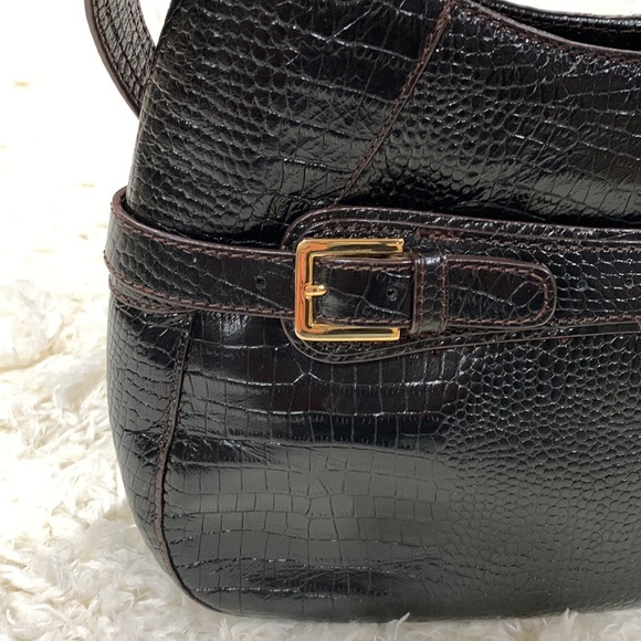 VINTAGE ETIENNE AIGNER EMBOSSED GENUINE LEATHER HOBO STYLE BAG - Picture 3 of 13